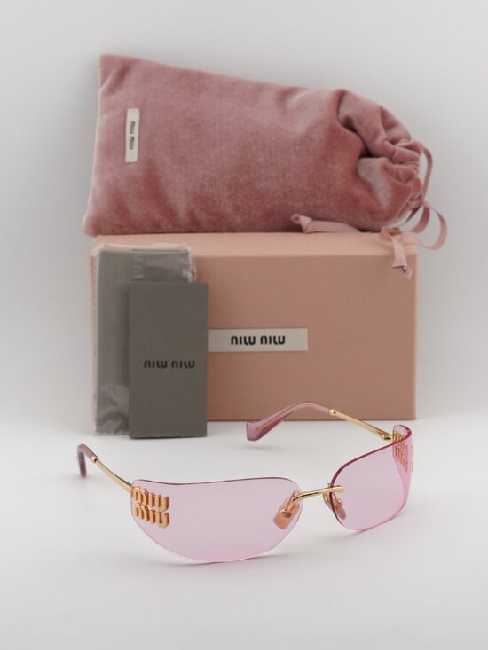 Miu Miu MUA51S 5AK90Y Rectangle Sunglasses – Gold\\ Pink main image 5